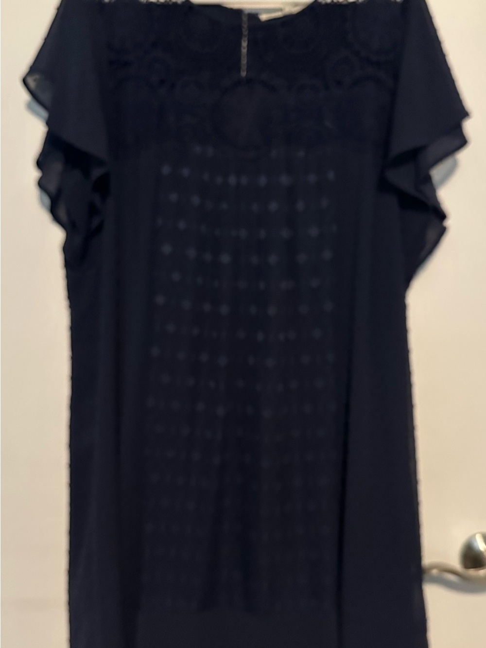 Women's Navy Flutter Sleeve Dress